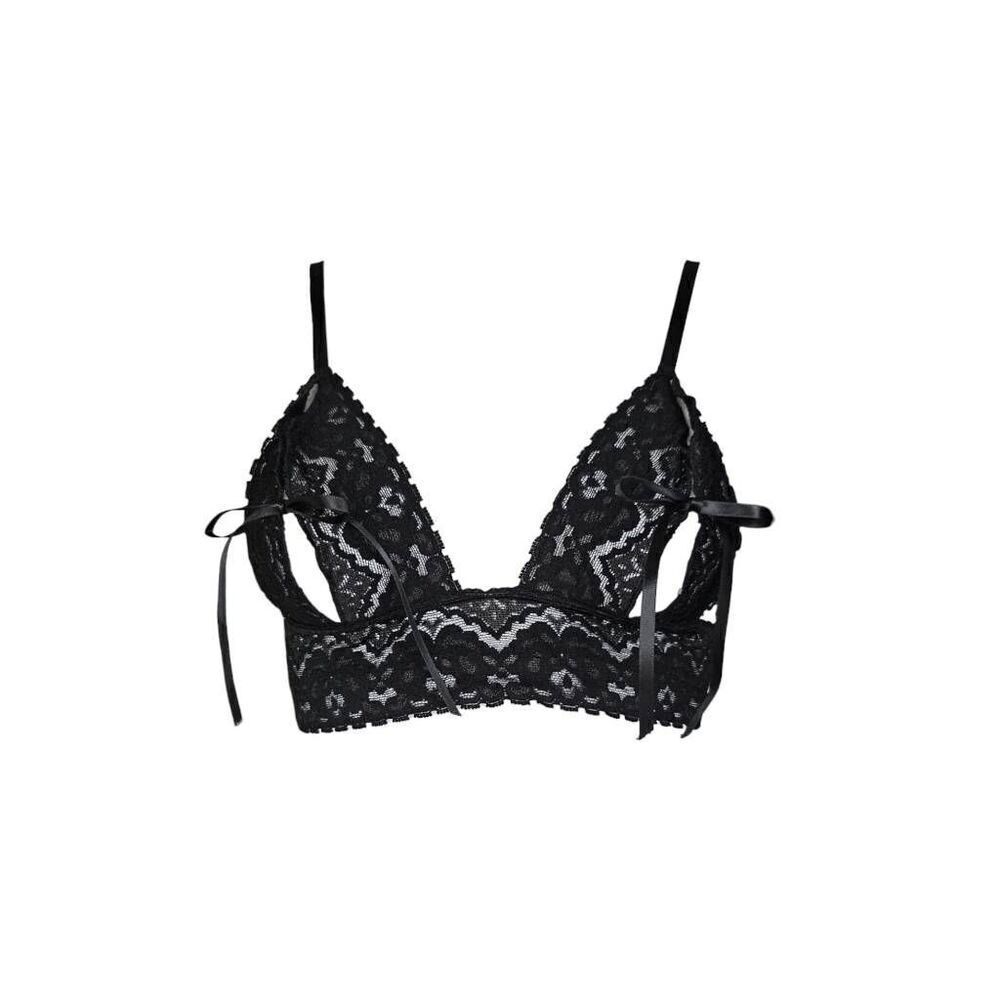 90s vintage goth lace bow bralette